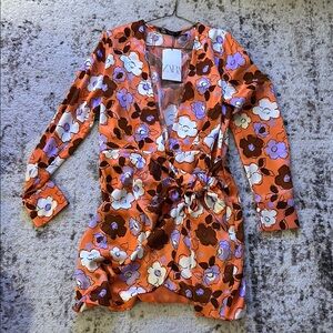Zara Floral Wrap Dress with Tie Waist
